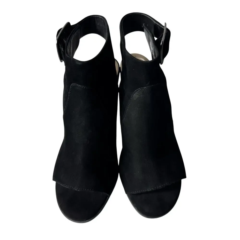 Vionic Black Peep Toe Ankle Boots 8.5 Chunky Heel Comfort Sandals - Picture 3 of 6